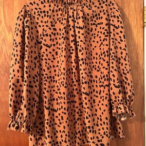 Leopard Print Blouse with Ruffle Sleeves